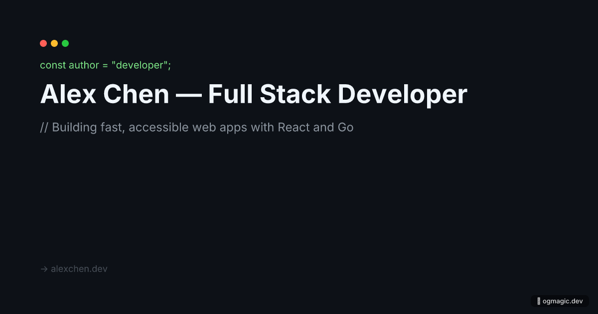OG image example: Developer Portfolio